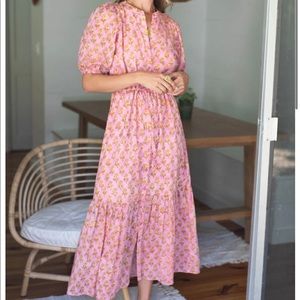 NWOT Emerson Fry India Collection Puff Sleeve Pink Dress